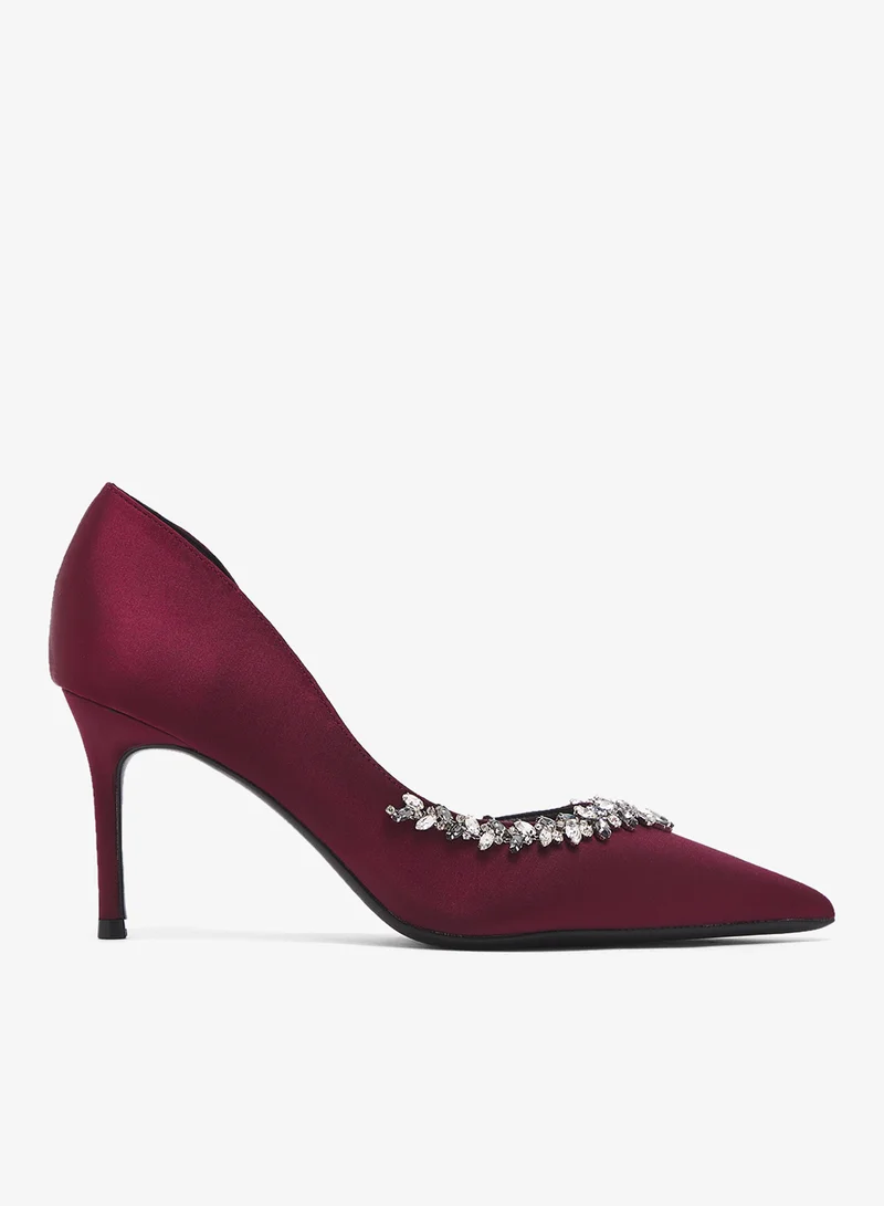 Diamonte Embellished Mid Heel Pumps